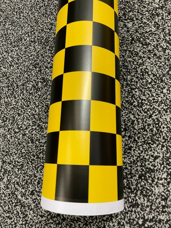 Check Black Yellow Yellow Matte Gloss Car Vinyl Wrap Sheet Film Car Wrapping Film Sticker Air Free