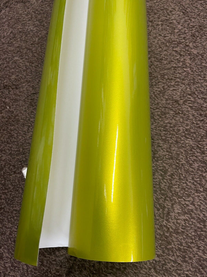 Metallic Car Vinyl wrap Film LIME YELLO GOLD Gloss "Air Free " Auto Wrapping UK