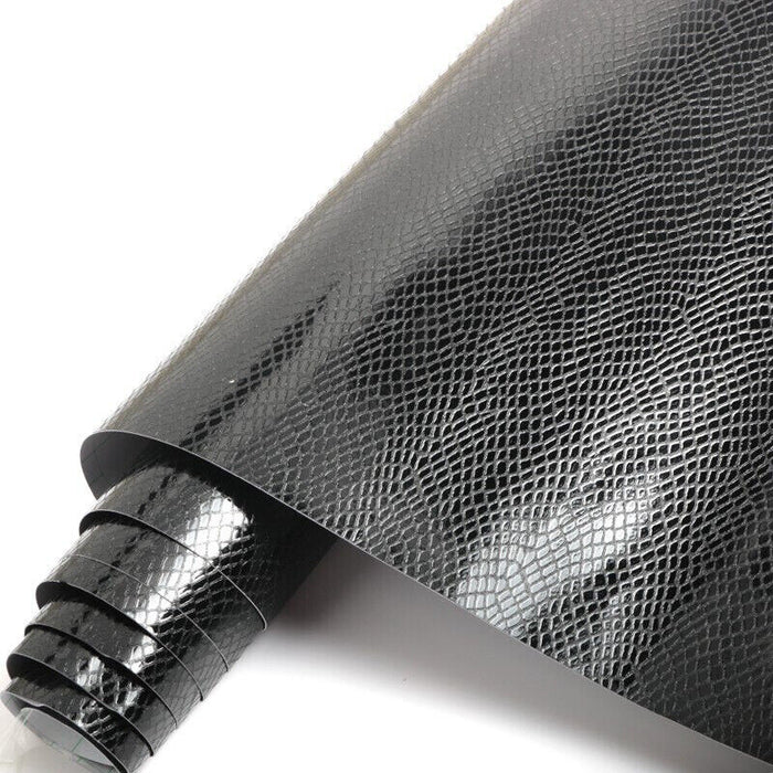 BLACK CROCODILE SKIN Crocodile Snake Skin Car Vinyl Wrap Film Black White Gold - Air Free Bubble