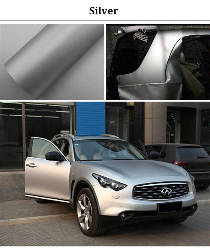 Silver Vehicle Matt Vinyl Wrap Sheet Film Car Wrapping  'Air Free' Car wrapping Uk