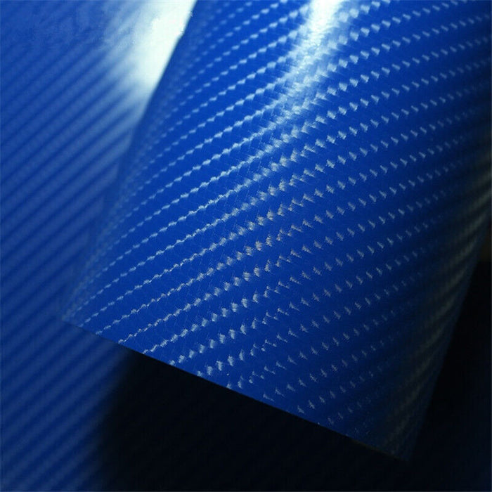 3D 4D 7 BLUE Carbon Fibre Vinyl Film Wrap DIY Waterproof Auto Motorcycle Car