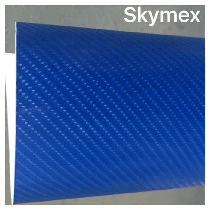 3D 4D 7 BLUE Carbon Fibre Vinyl Film Wrap DIY Waterproof Auto Motorcycle Car