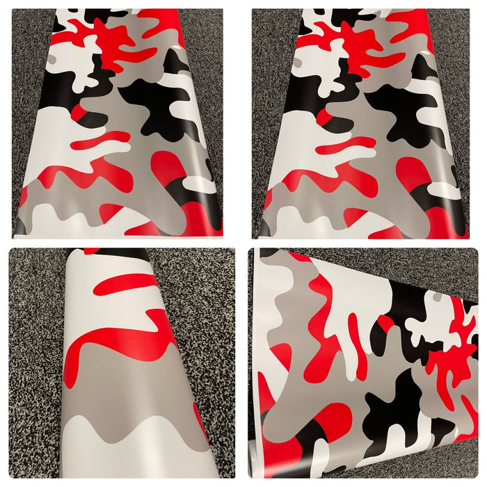 RED BLACK WHITE CAMO  Large Triangle CAMOUFLAGE Car Vinyl Wrap Film DIY Waterproof Auto Motorcycle