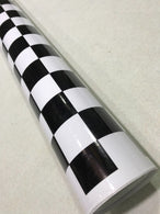 Gloss Black and White CHECK CAR VINYL WRAP Film GRAPHIC sticker Car Roof