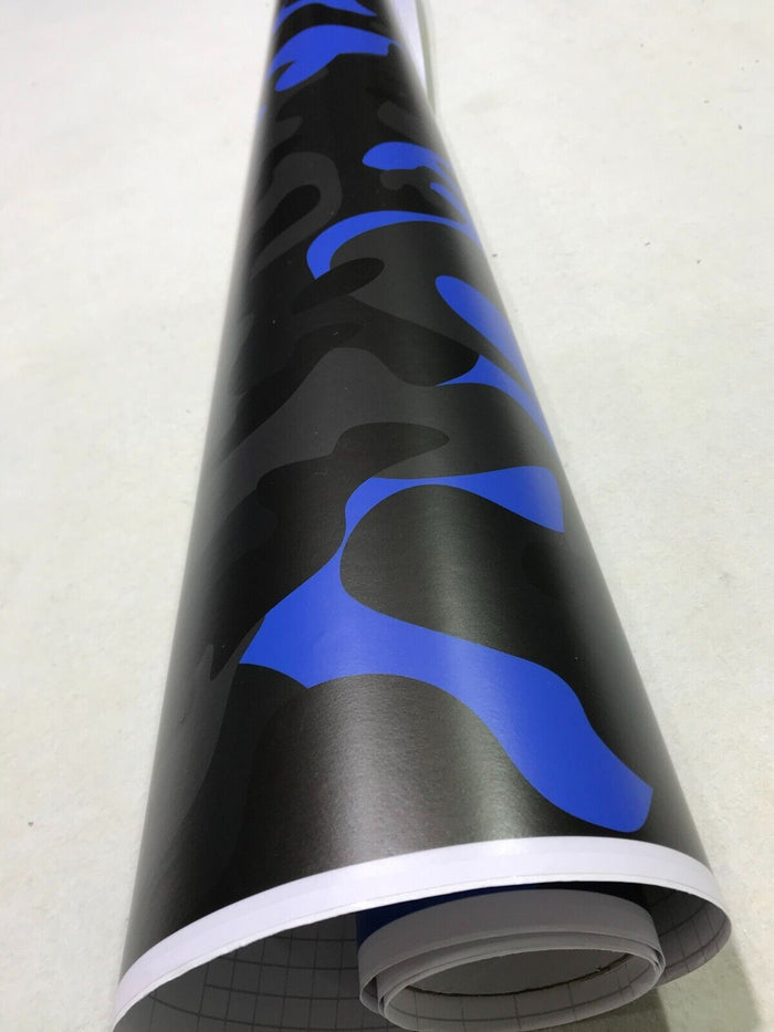 BLUE-BLACK COME Large Triangle CAMOUFLAGE Car Vinyl Wrap DIY Auto Sticker film wrapping UK