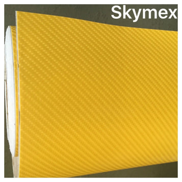 Yellow NEW 4D Carbon Fibre Vinyl Wrap Sticker Sheet Film -Looks Like Real Carbon Fibre