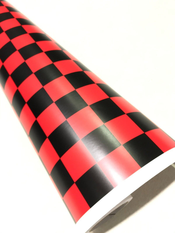 Check BLACK and RED  CHECK CHEQUERED MATT CAR VINYL WRAP AUTO WRAPPING GRAPHIC stickerbomb Car Roof