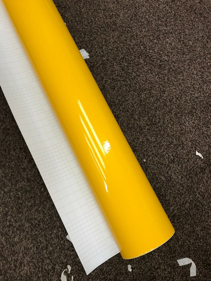 Yellow Gloss Vinyl Wrap Sheet Car Wrap Various Colours and Sizes 'Air Bubble Free'