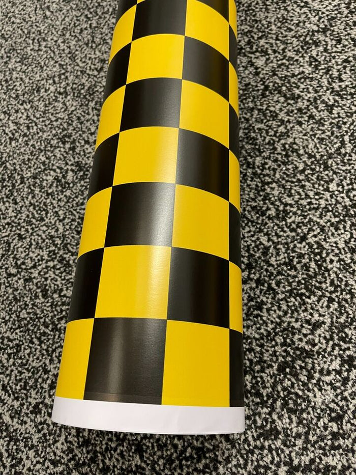 Check Black Yellow Yellow Matte Gloss Car Vinyl Wrap Sheet Film Car Wrapping Film Sticker Air Free