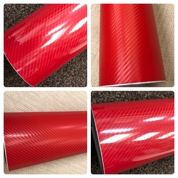 3D 4D 7 RED Carbon Fiber Vinyl Film Wrap DIY Waterproof Auto Motorcycle Car