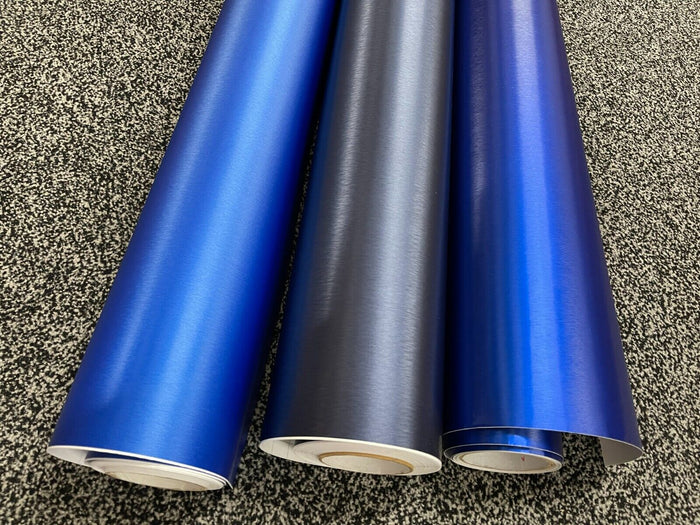 Blue Brushed Aluminium Car Vinyl Wrap Sticker Film vehicle wrapping 'Air Free' UK