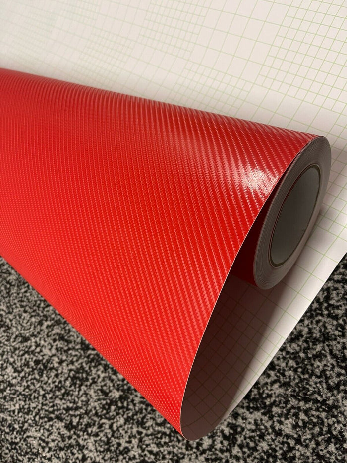 Car Vinyl wrap RED 4D Carbon Fibre Film( 30cm x 1.52m )Free Tyre Valve Caps