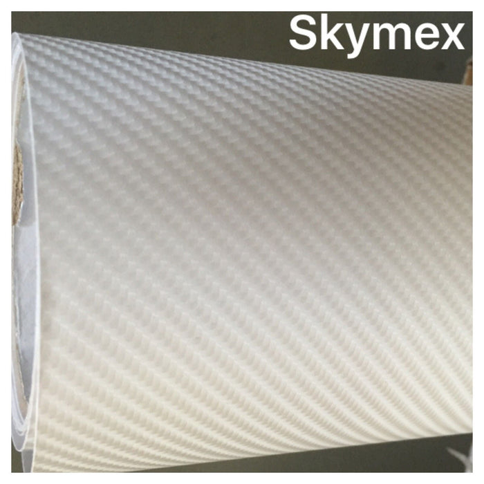 White 4D:Carbon Fibre Car Vinyl Wrap Sticker Sheet Film Vehicle Auto Air Free Wrapping