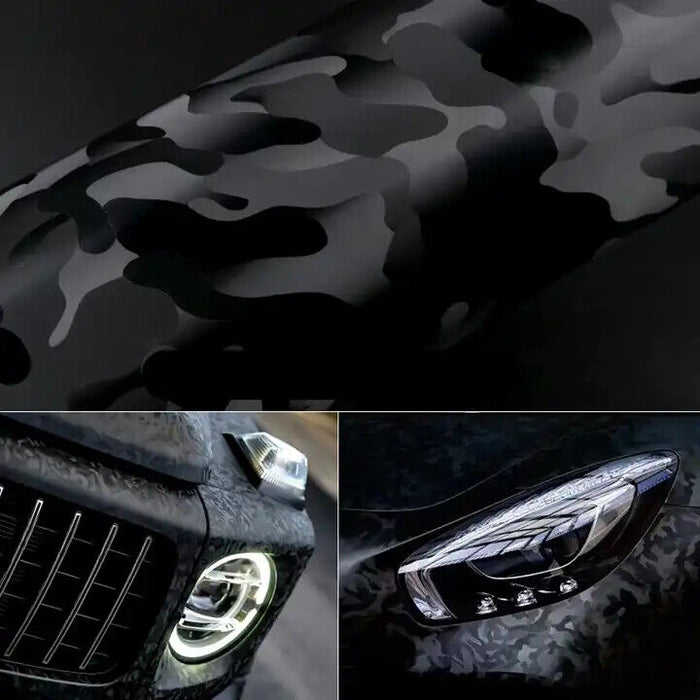 Car Vinyl Wrap Ghost Black Sticker Decal Film Bubble Free Camouflage wrapping 3D