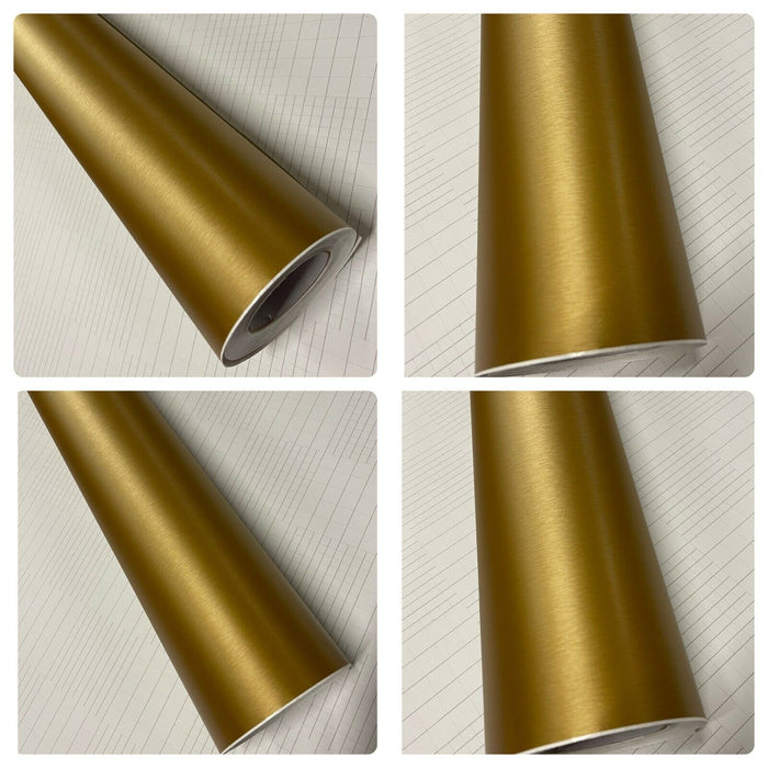 GOLD Vinyl Wrap Brushed Metallic Air Bubble Car wrapping film sticker