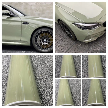 Car Vinyl Wrap Film Super Gloss Crystal KHAKI GREY Air Bubble Free' wrapping UK