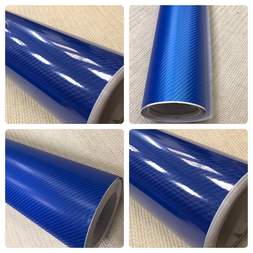 Blue 7 Diagonal carbon  3D 4D 7 BLUE Carbon Fibre Vinyl Film Wrap DIY Waterproof Auto Motorcycle Car