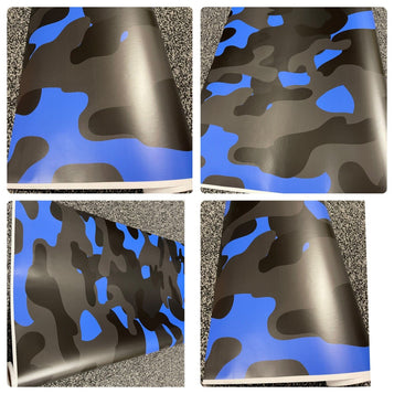 Black - Blue Camo Camouflage CAR VINYL WRAP IN VARIOUS STYLES AND SIZES AIR BUBBLE FREE