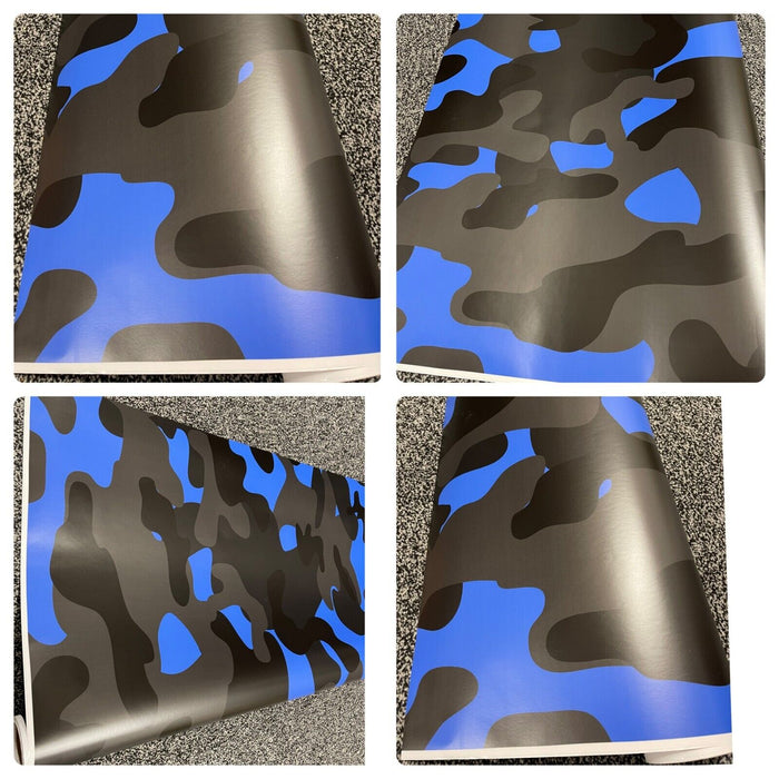 Black - Blue Camo Camouflage CAR VINYL WRAP IN VARIOUS STYLES AND SIZES AIR BUBBLE FREE