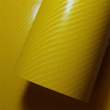 Yellow 4D Carbon Fibre Car Vinyl Wrap Sheet Film Sticker Vehicle Auto wrapping UK