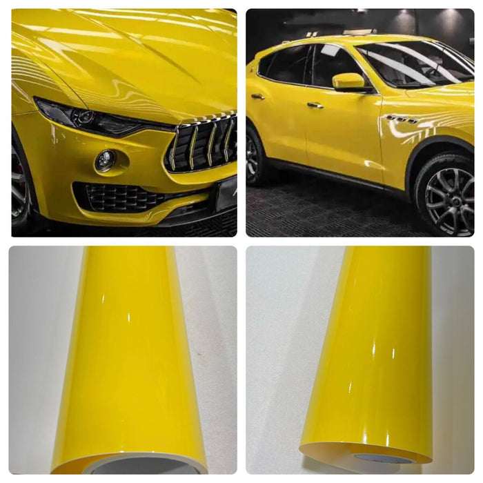 Super Bright Yellow Super Bright Apple Green Car Vinyl Wrap Sticker Film Super Bright YELLOW Gloss Air  Free Car wrapping UK