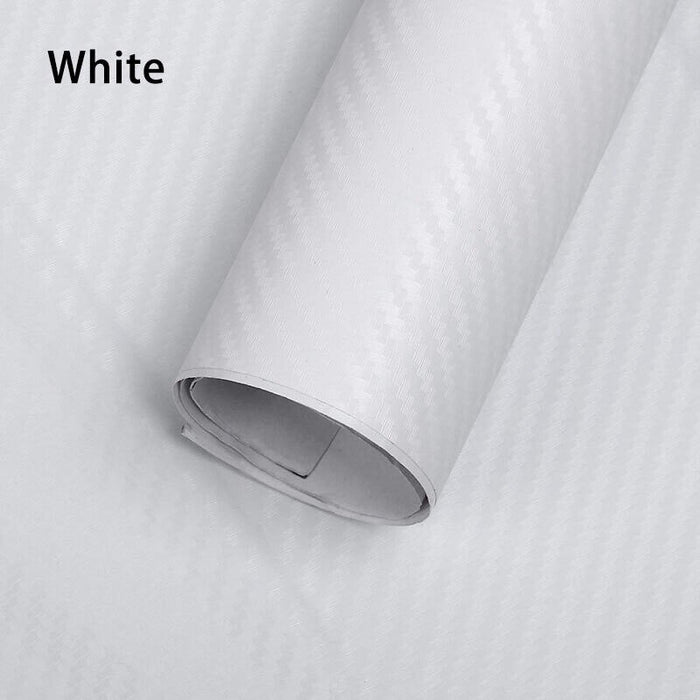 3D WHITE Carbon Fibre Vinyl Sheet Wrap Sticker Film Air bubble Free