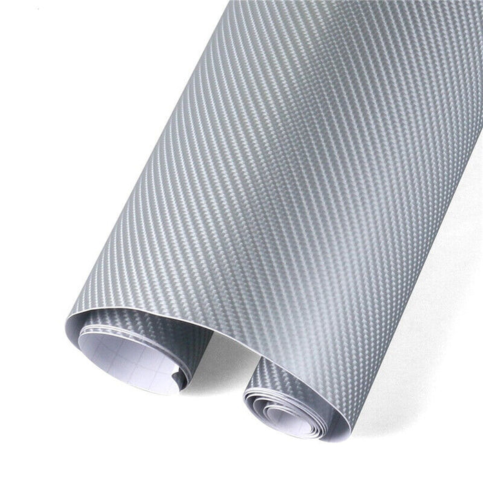 Silver 4D Carbon Fibre Car Vinyl Wrap Sheet Film Sticker Vehicle Auto wrapping UK