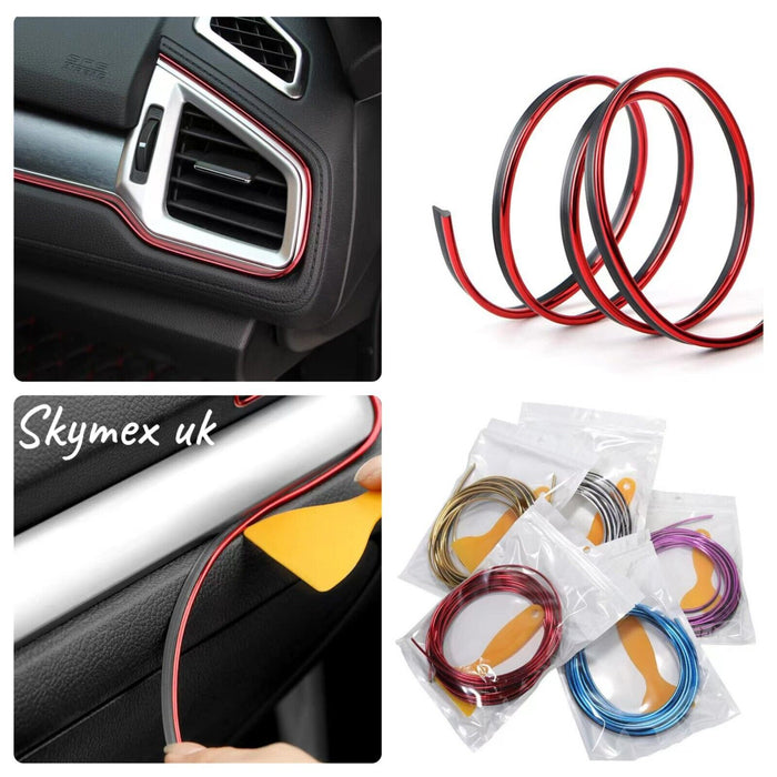 Red Car Interior Exterior Decor car dashboard Edge Moulding Trim Strip Line 5M