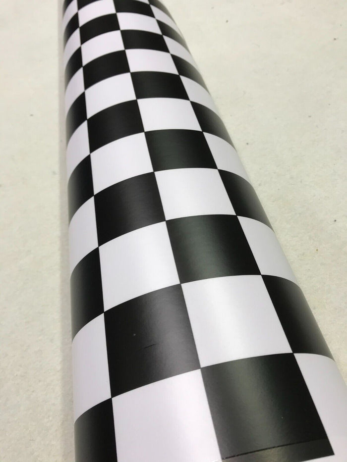 CHECK CAR VINYL WRAP Film GRAPHIC sticker bomb Car Roof Black and White Wrapping