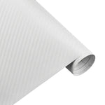 3D WHITE Carbon Fibre Vinyl Sheet Wrap Sticker Film Air bubble Free