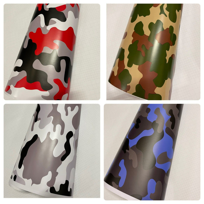 Red and White  CAMOUFLAGE Car Vinyl Wrap Film DIY Waterproof Auto Motorcycle Air Bubble Free