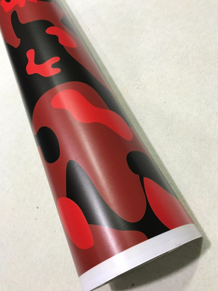 Red and White  CAMOUFLAGE Car Vinyl Wrap Film DIY Waterproof Auto Motorcycle Air Bubble Free