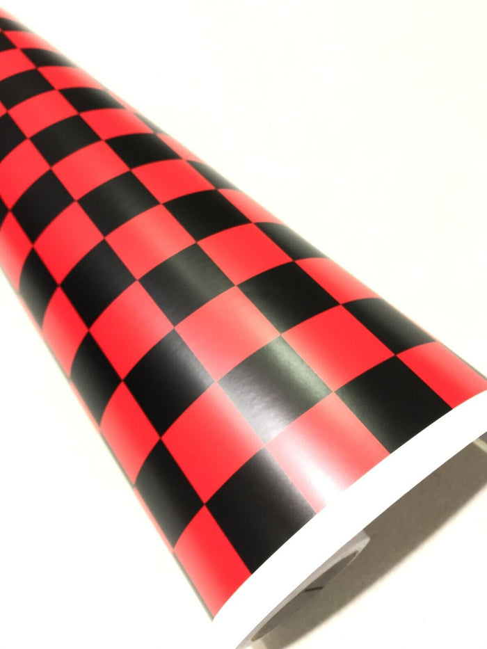 Check BLACK and RED  Car Vinyl Wrap CHECK CHEQUERED Car WRAPPING GRAPHIC sticker bomb Car Roof Matte