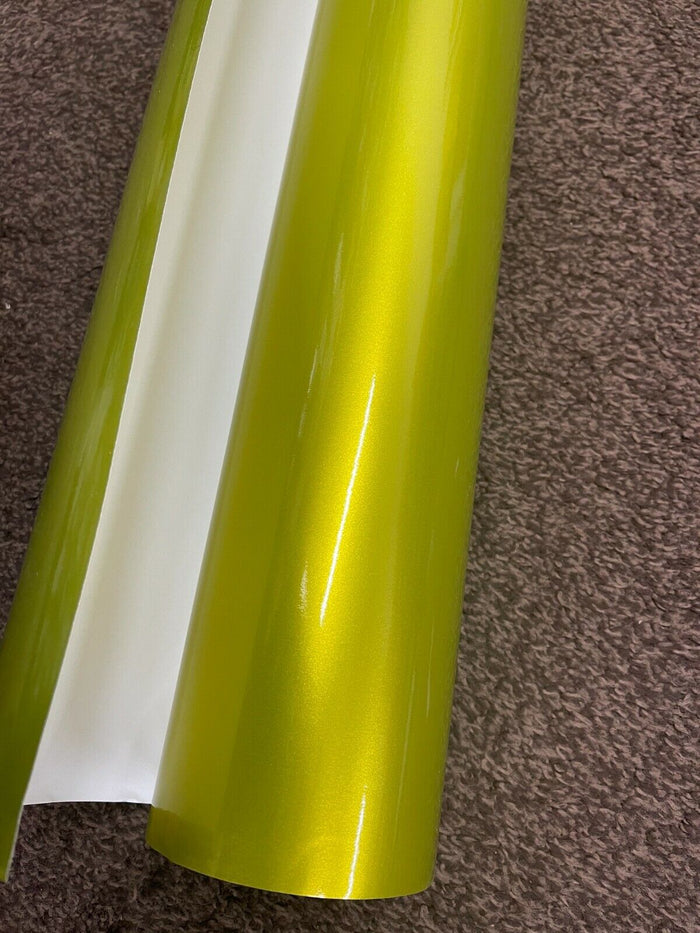 Metallic Car Vinyl wrap Film LIME YELLO GOLD Gloss "Air Free " Auto Wrapping UK