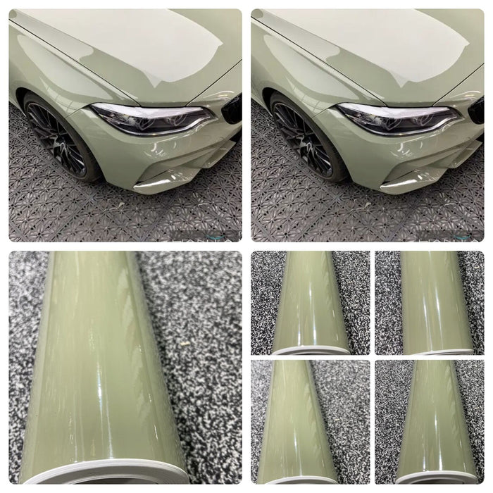 Car Vinyl Wrap Film Super Gloss Crystal KHAKI GREY Air Bubble Free' wrapping UK