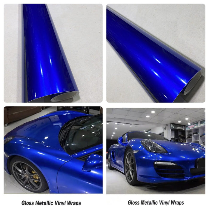 Car Vinyl Wrap Sticker Film Supper Gloss Metallic BLUE Air Free Car Wrapping UK