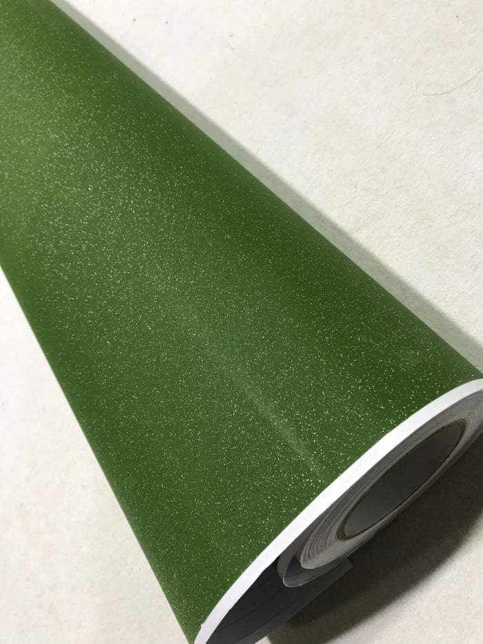 ARMY Green  Glitter Car Vinyl Wrap Film Self Adhesive Air Free vehicle auto Wrapping UK