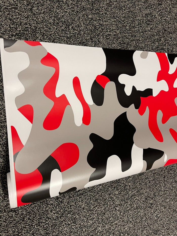 TRIANGLE RED CAMO  Car Vinyl Wrap Sticker Film Large Triangle CAMOUFLAGE DIY Auto 30cm x 1.52m Camo