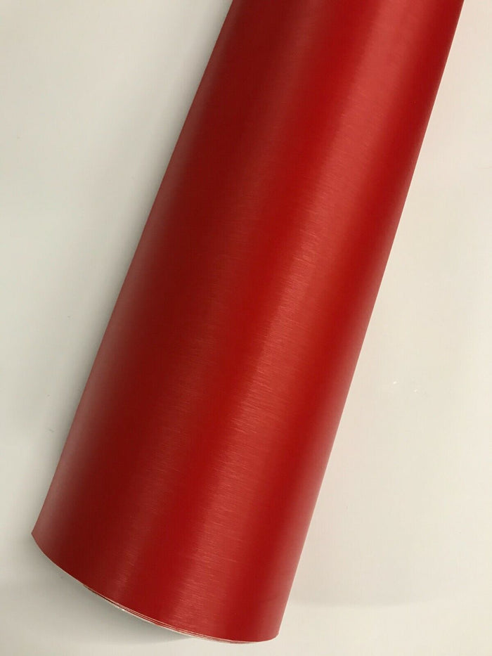 Red  Car Vinyl Wrap Film Brushed Aluminium Air Free Vehicle Auto wrapping sticker UK