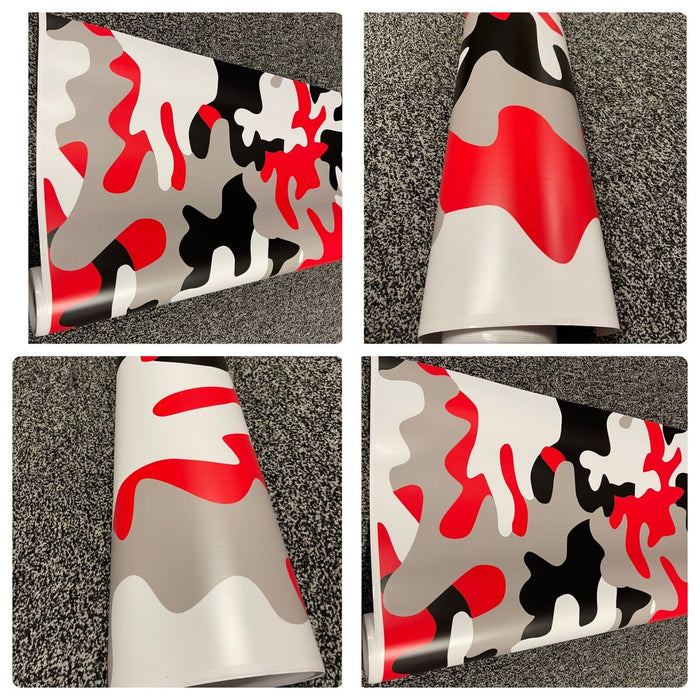 RED BLACK WHITE CAMO  Large Triangle CAMOUFLAGE Car Vinyl Wrap Film DIY Waterproof Auto Motorcycle