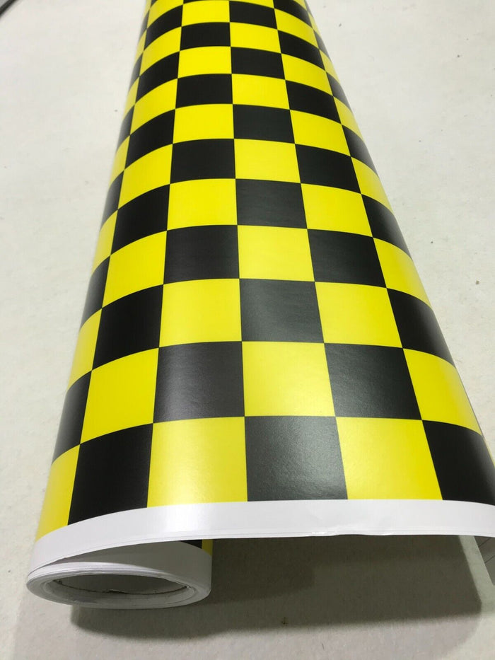 Check BLACK and YELLOW  Car Vinyl Wrap CHECK CHEQUERED Car WRAPPING GRAPHIC sticker bomb Car Roof Matte