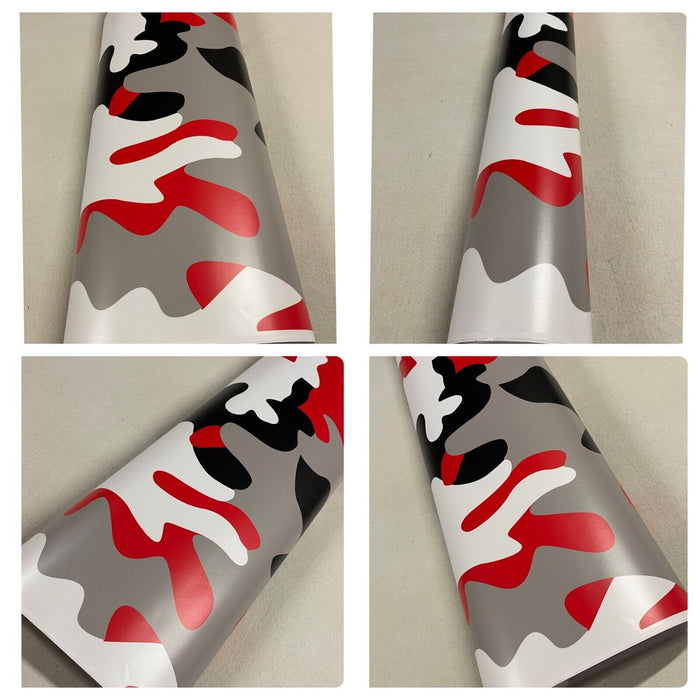 Red and White  CAMOUFLAGE Car Vinyl Wrap Film DIY Waterproof Auto Motorcycle Air Bubble Free