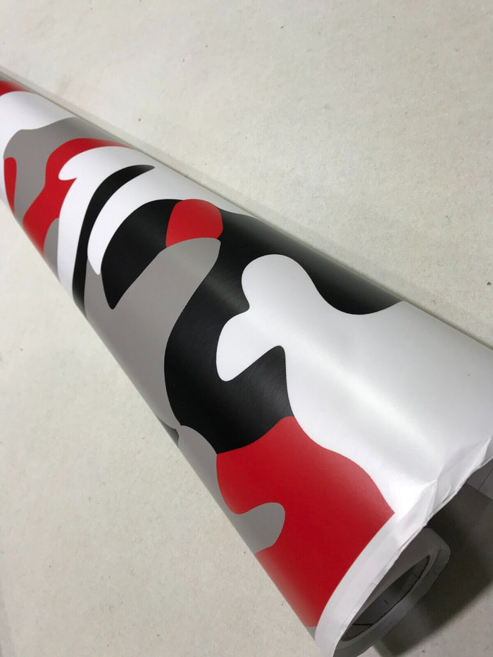 Black-Red Camo Large Triangle CAMOUFLAGE Car Vinyl Wrap DIY Auto Sticker film wrapping UK