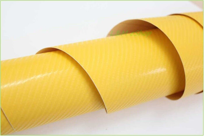 Yellow NEW 4D Carbon Fibre Vinyl Wrap Sticker Sheet Film -Looks Like Real Carbon Fibre