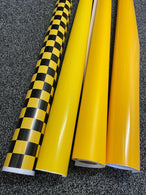 Check Black Yellow Yellow Matte Gloss Car Vinyl Wrap Sheet Film Car Wrapping Film Sticker Air Free