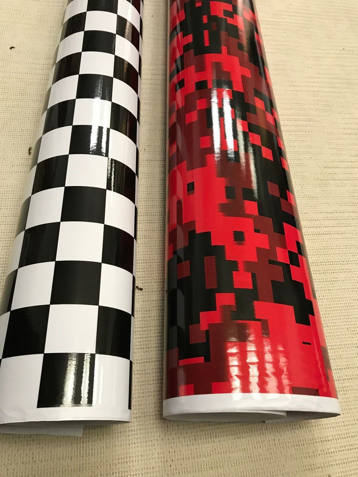 Check BLACK and RED  Car Vinyl Wrap CHECK CHEQUERED Car WRAPPING GRAPHIC sticker bomb Car Roof Matte