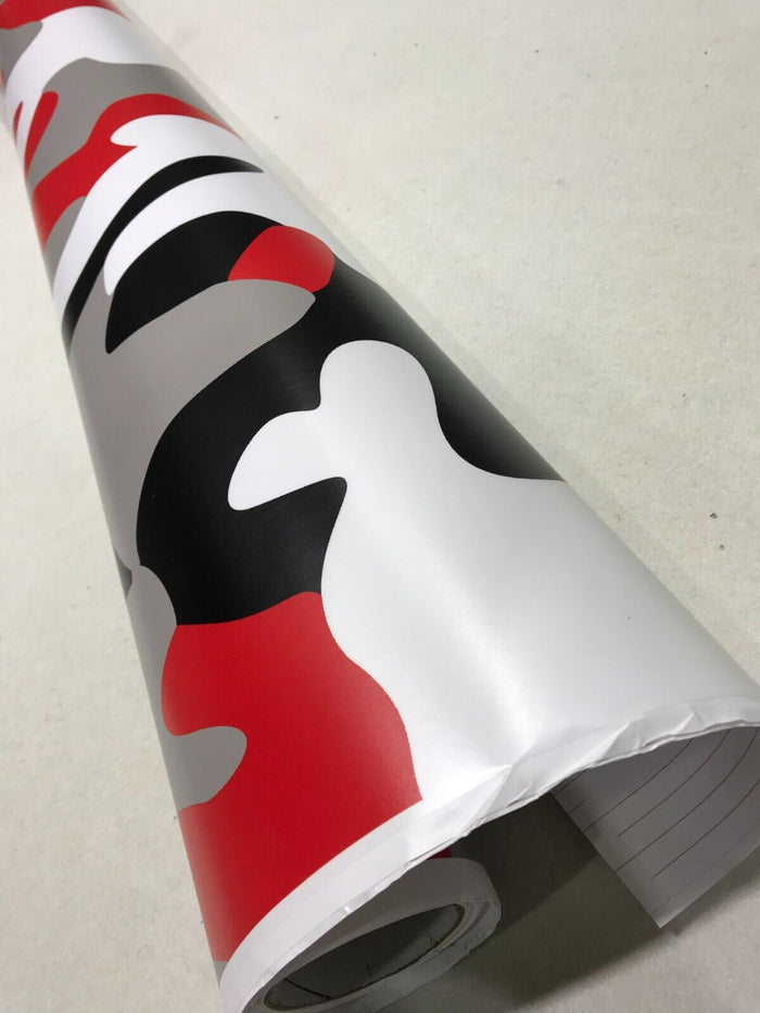 Camo RED - BLACK Vehicle Vinyl Wrap Film DIY Waterproof Auto Motorcycle CAMOUFLAGE Car Wrapping