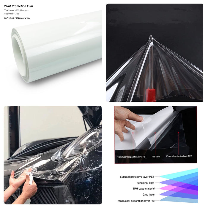 Car Vinyl wrap TPF Paint protection Clear film 3Layers Adhesive Self Healing 15M