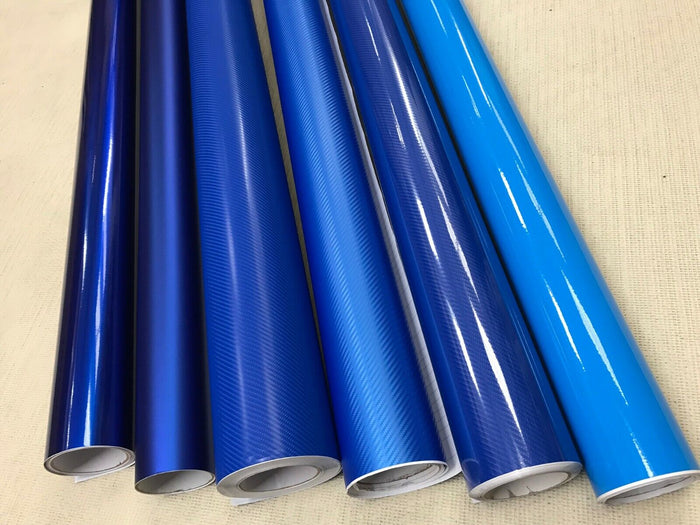 BLUE Carbon Fibre matte Gloss Vinyl Film Car Wrap DIY Waterproof 30cm x 1.52m