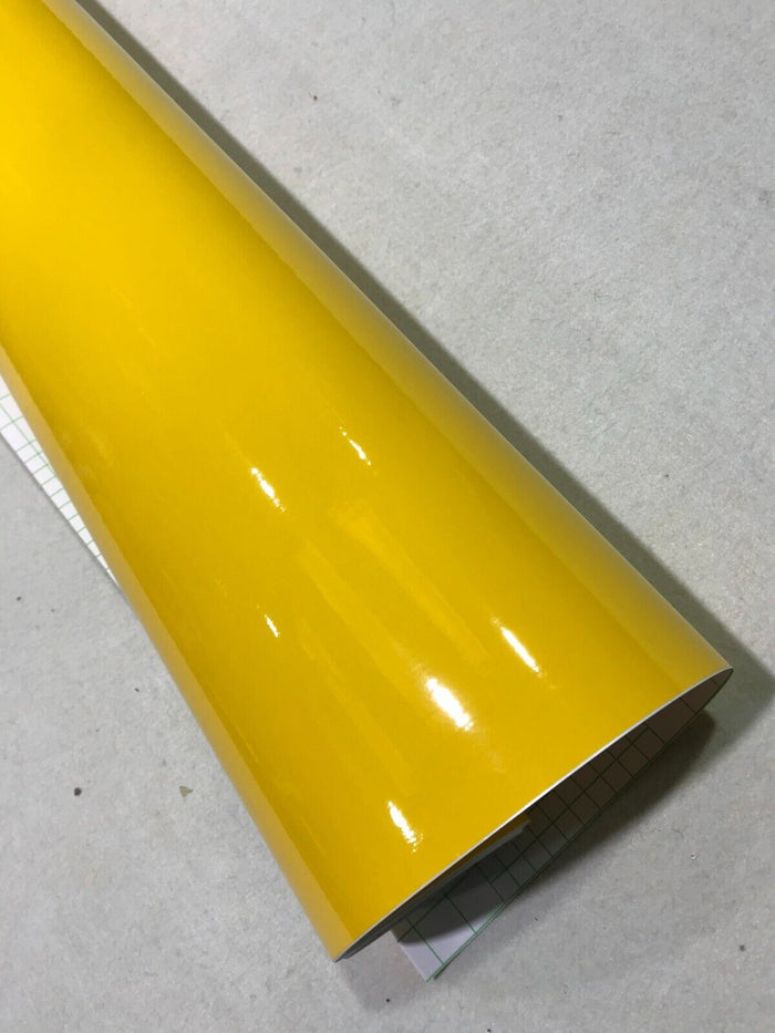 YELLOW Gloss Vehicle Vinyl Wrap Sheet Car Wrapping Sticker Film Air Free UK